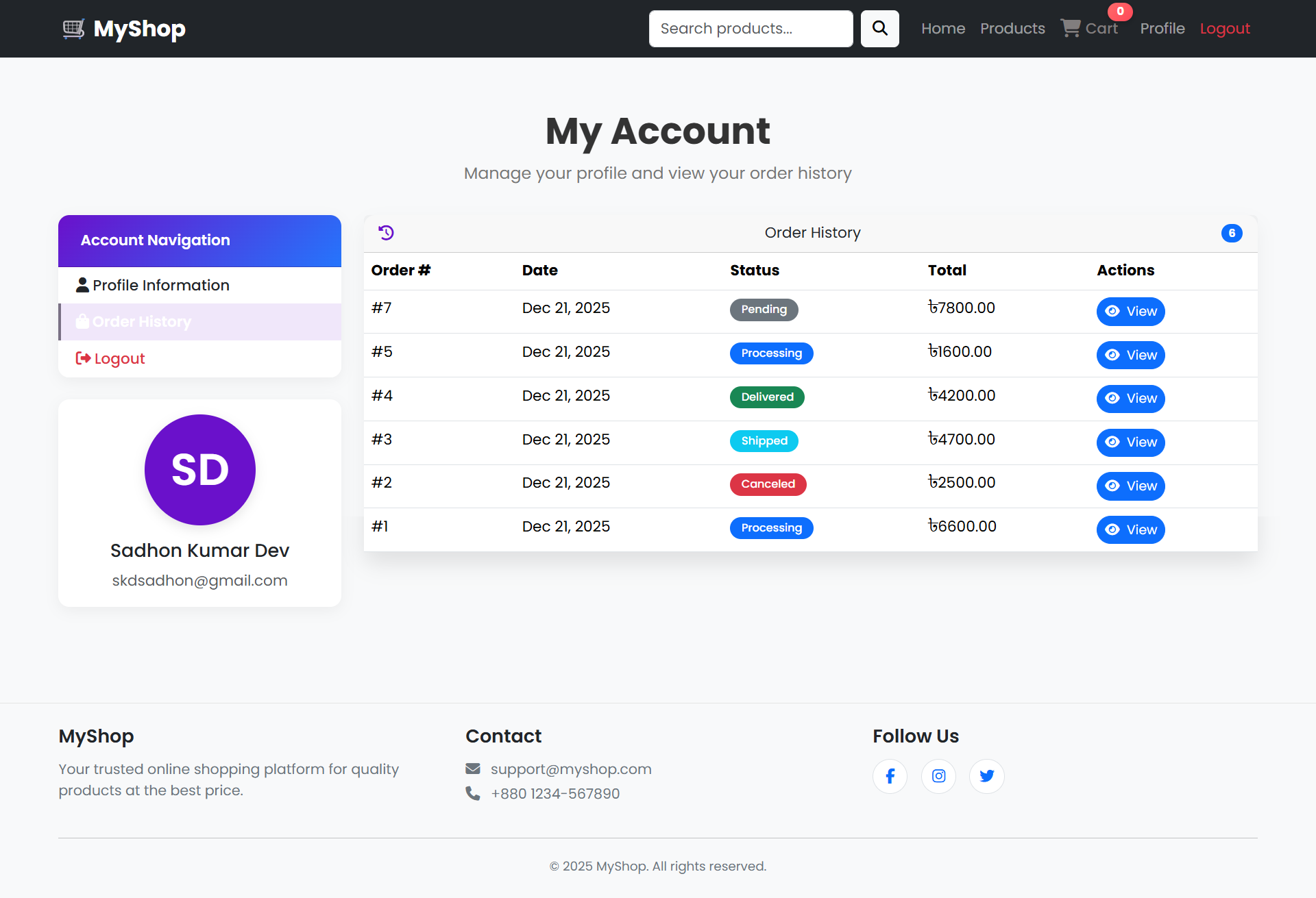 MyShop Ecommerce Platform